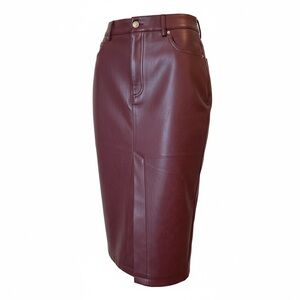 7 For All Man Kind Faux Leather Midi Pencil Skirt with Slit NWOT
